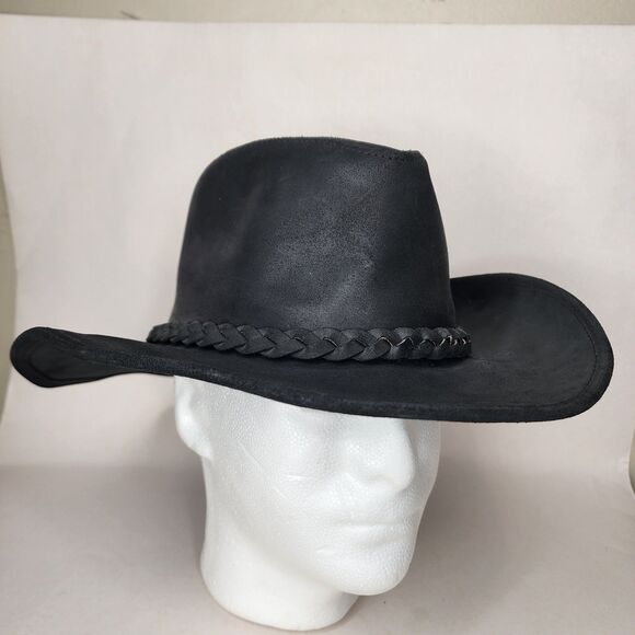 Wilson Other - Vintage Wilsons Cowboy Hat Black Leather Outback Western USA Made Size Large